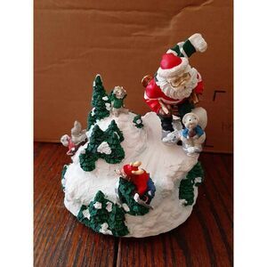 Vintage Musical Skiing Santa Clause Music Box Santa Claus is Coming to Town READ